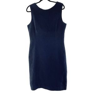 MM Lafleur Navy Blue Textured Midi Sheath Dress Size 16